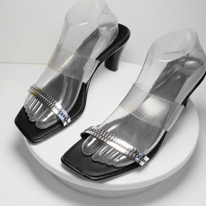 Contesa--Cute, Sexy Silver & Black Mule 9